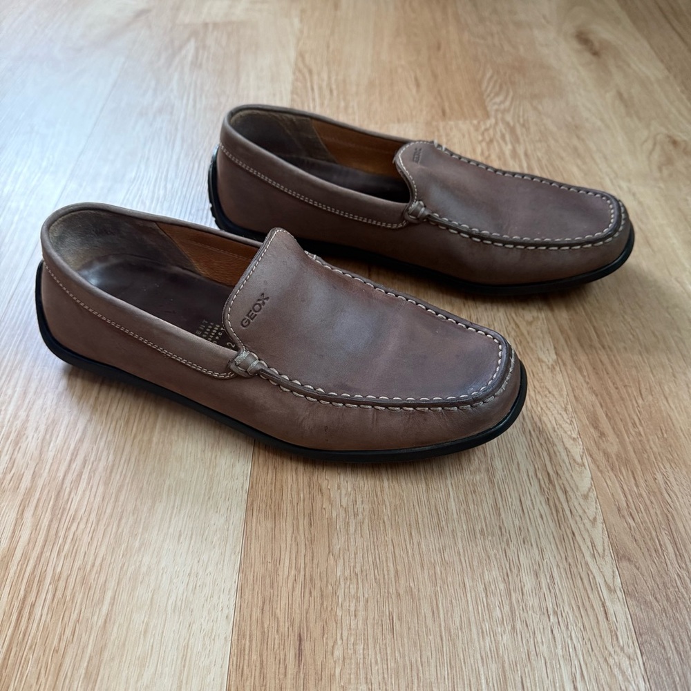 Geox Mens Slip-On Shoes Loafers Close Toe Casual Brown Leather EU 42 US 8.5-9
